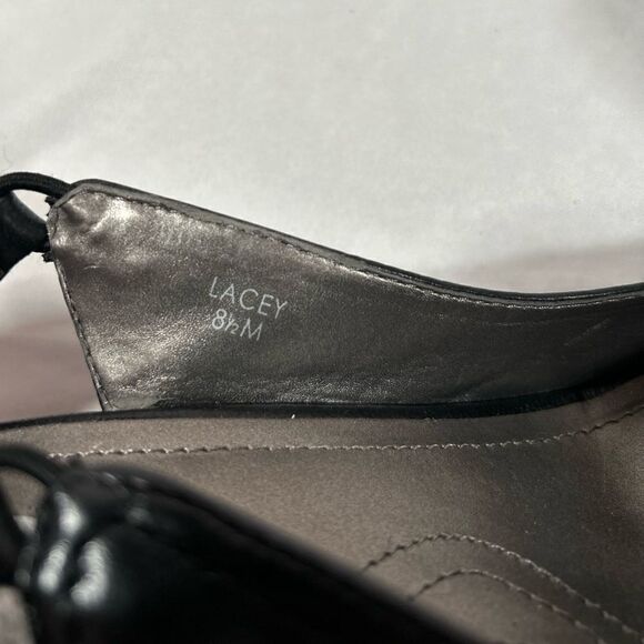 Tahari Sexy Leather Black Peep Toe Heels pumps with ankle strap Lacey Slingback - Picture 10 of 11